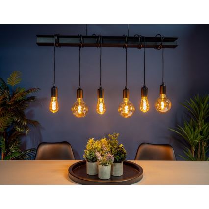 Eglo 43712 - Kattokruunu johdossa TOWNSHEND 6xE27/60W/230V musta