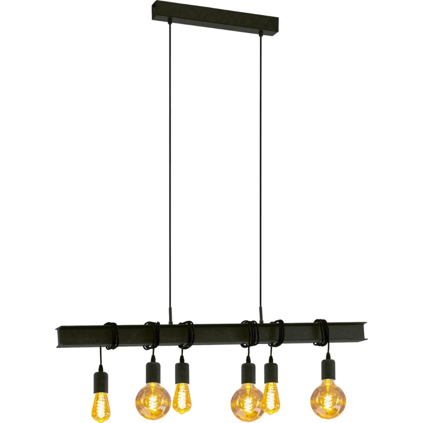 Eglo 43712 - Kattokruunu johdossa TOWNSHEND 6xE27/60W/230V musta
