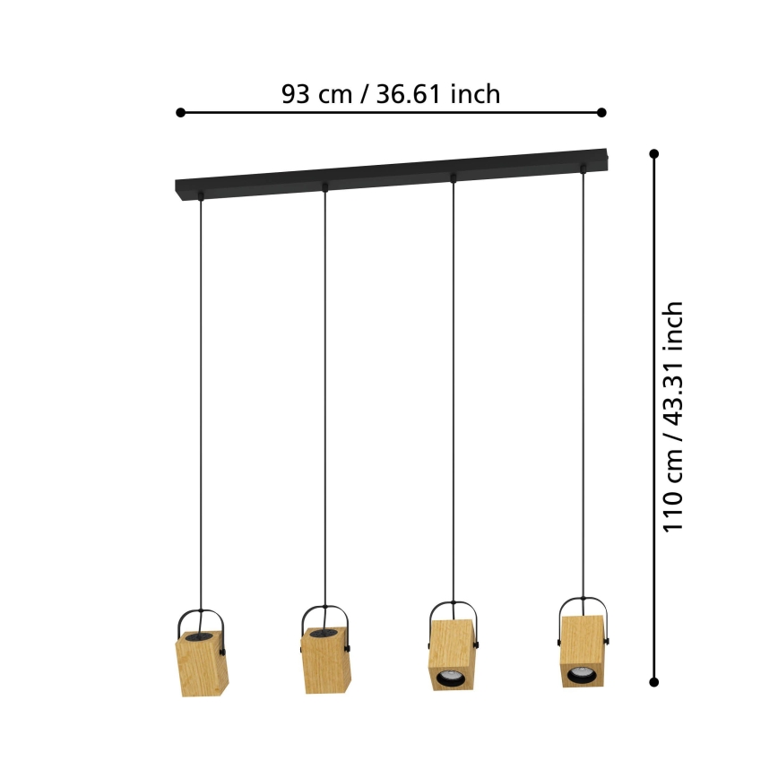 Eglo - LED-kattokruunu johdossa 4xGU10/3W/230V