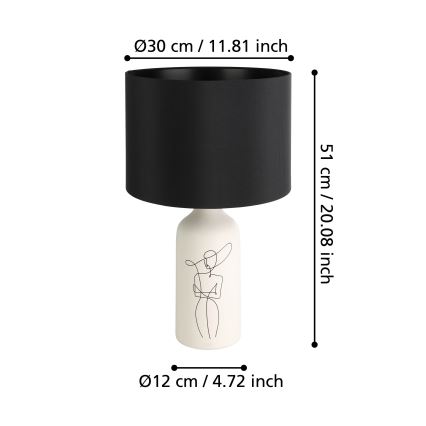 Eglo - Pöytävalaisin 1xE27/40W/230V musta/valkoinen