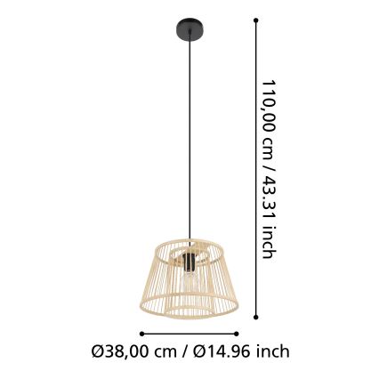 Eglo 43852 - Kattokruunu johdossa HYKEHAM 1xE27/40W/230V