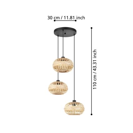 Eglo - Kattokruunu johdossa 3xE27/40W/230V halkaisija 48 cm
