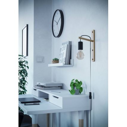 Eglo - Seinävalaisin 1xE27/10W/230V kumiviikuna ruskea/musta