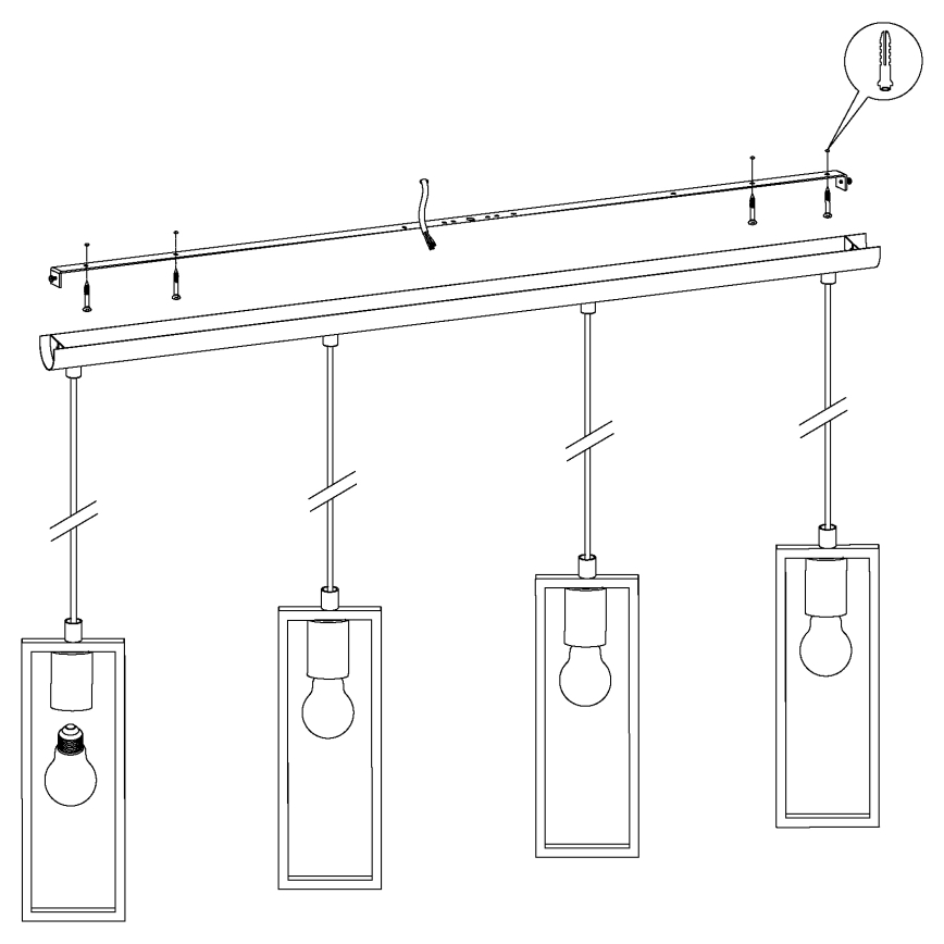 Eglo - Kattokruunu johdossa 4xE27/60W/230V - FSC sertifioitu