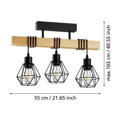 Eglo - Kiinteä kattokruunu TOWNSHEND 3xE27/60W/230V - FSC sertifioitu