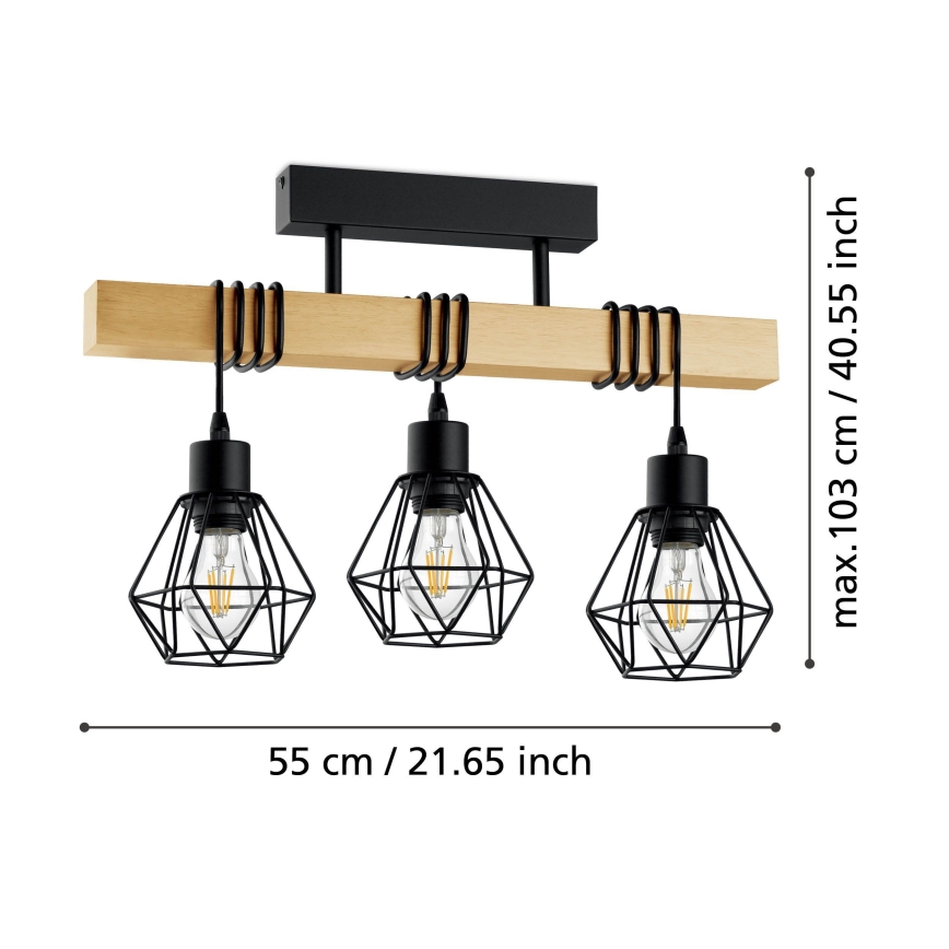 Eglo - Kiinteä kattokruunu TOWNSHEND 3xE27/60W/230V - FSC sertifioitu