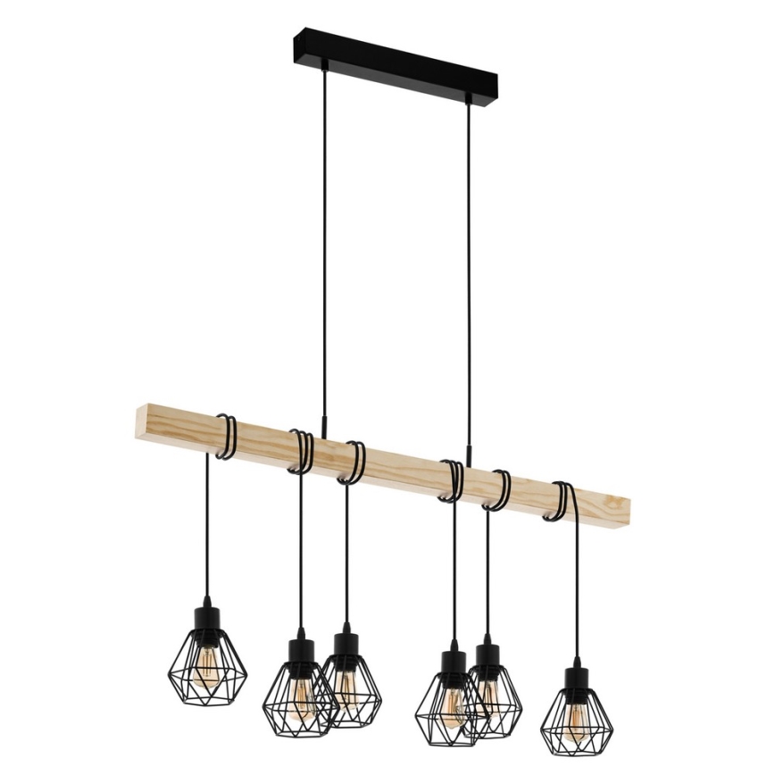 Eglo - Kattokruunu johdossa TOWNSHEND 6xE27/60W/230V - FSC sertifioitu