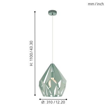 EGLO 49026 - Kattokruunu narulla CARLTON-P 1xE27/60W/230V