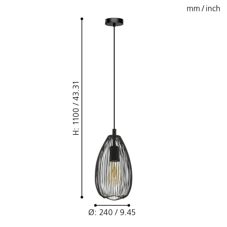 Eglo 49141 - Kattokruunu narulla CLEVEDON 1xE27/60W/230V