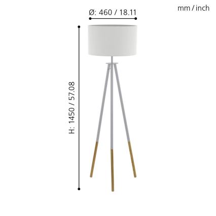 Eglo 49156 - Lattialamppu BIDFORD 1xE27/60W/230V