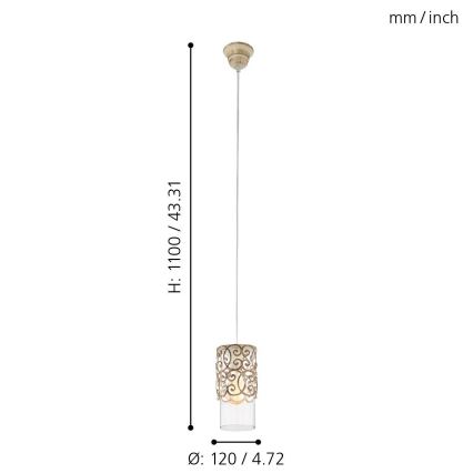 Eglo 49201 - Kattokruunu CARDIGAN 1xE27/60W/230V