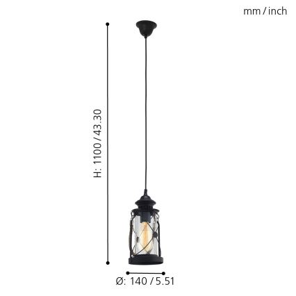 Eglo 49213 - Kattokruunu BRADFORD 1xE27/60W/230V