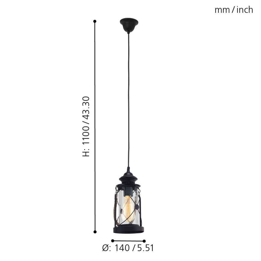 Eglo 49213 - Kattokruunu BRADFORD 1xE27/60W/230V