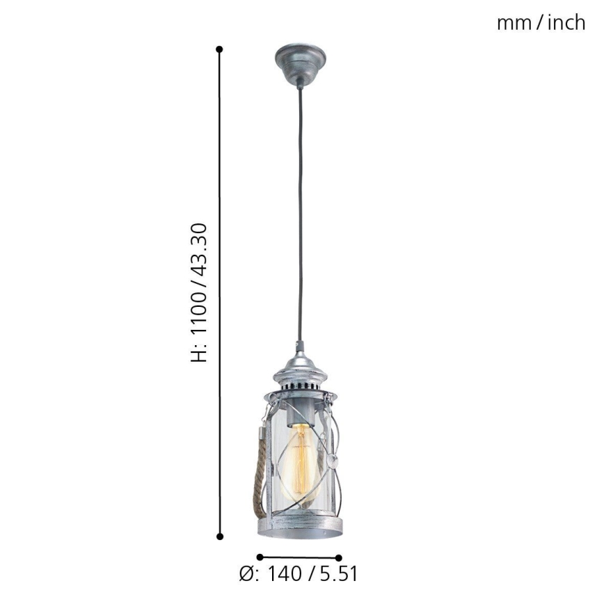 Eglo 49214 - Kattokruunu BRADFORD 1xE27/60W/230V