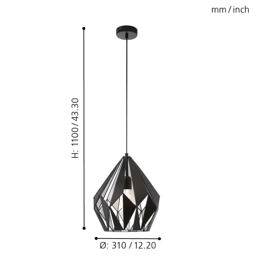 Eglo 49255 - Kattokruunu CARLTON 1 1xE27/60W/230V