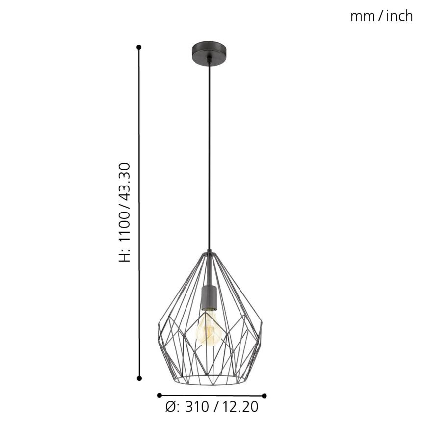 Eglo 49257 - Kattokruunu CARLTON 1xE27/60W/230V