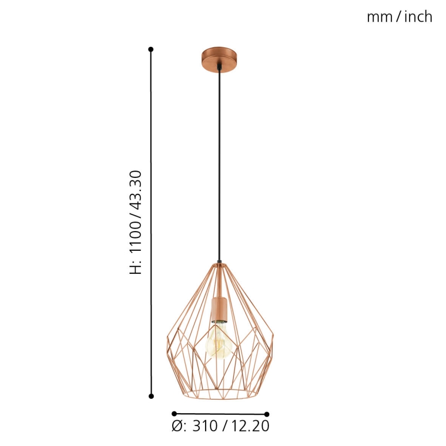 Eglo 49258 - Kattokruunu CARLTON 1xE27/60W/230V