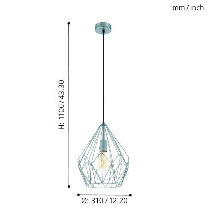 Eglo 49259 - Kattokruunu CARLTON 1xE27/60W/230V