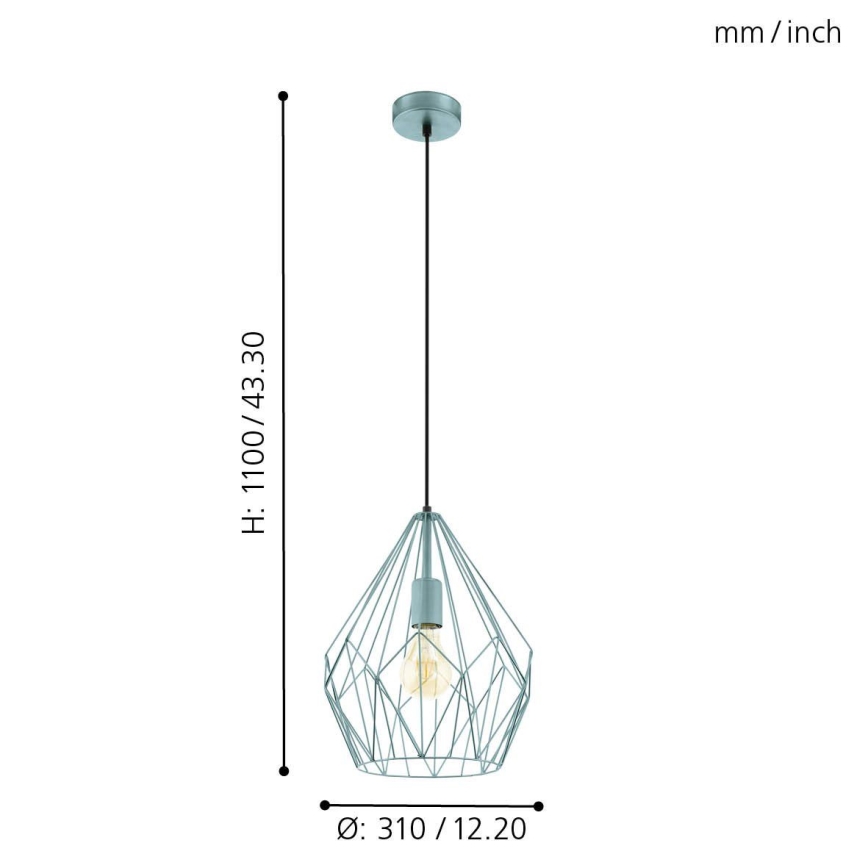 Eglo 49259 - Kattokruunu CARLTON 1xE27/60W/230V