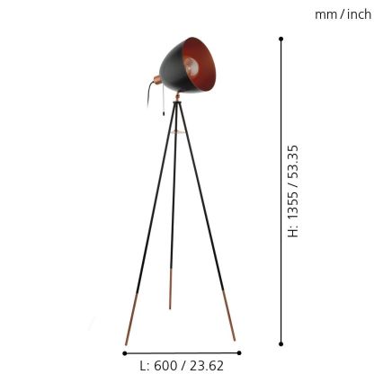 Eglo 49386 - Lattialamppu CHESTER 1xE27/60W/230V