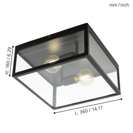 Eglo 49392 - Kattovalo CHARTERHOUSE 2xE27/60W/230V