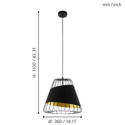 Eglo 49446 - Kattokruunu narulla AUSTELL 1xE27/60W/230V