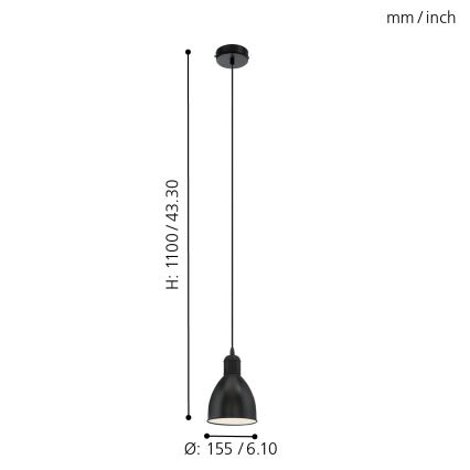 Eglo 49464 - Kattokruunu PRIDDY 1xE27/60W/230V