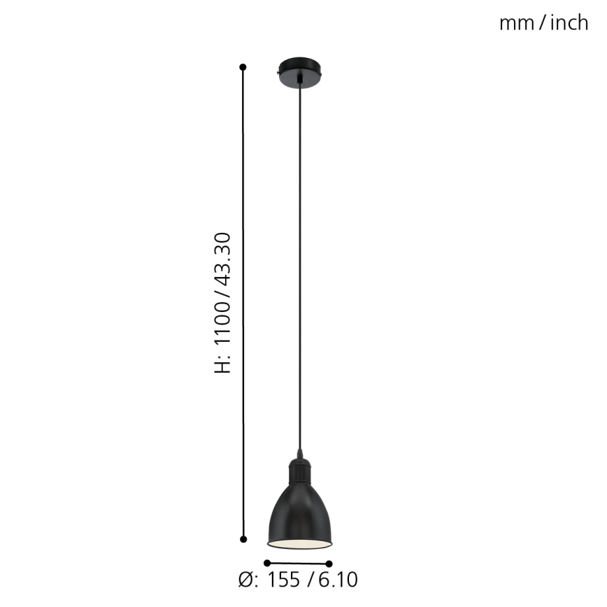 Eglo 49464 - Kattokruunu PRIDDY 1xE27/60W/230V