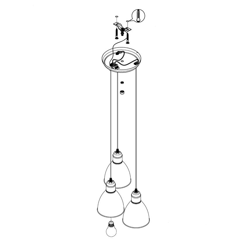 Eglo 49465 - Kattokruunu PRIDDY 3xE27/60W/230V