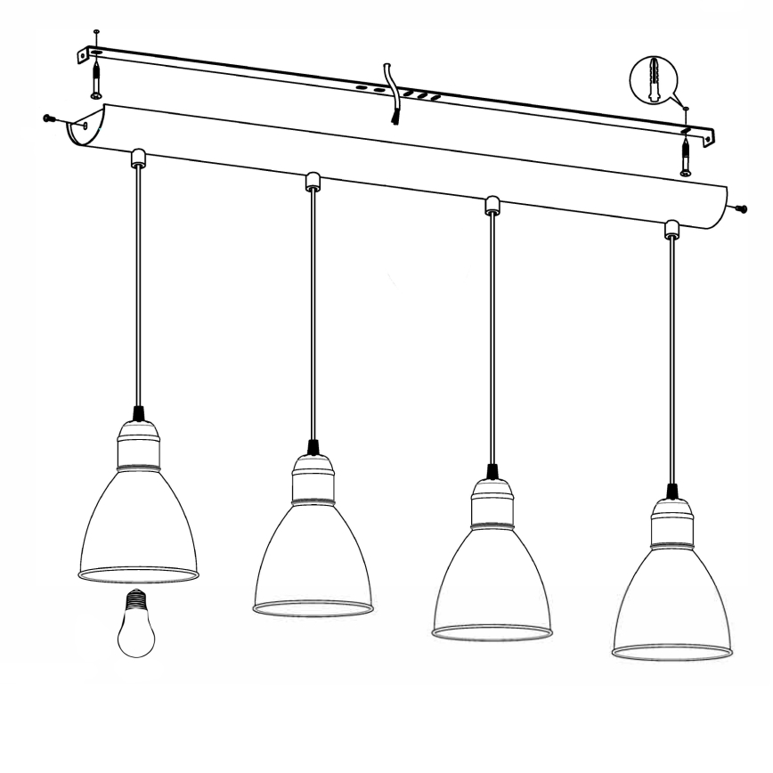 Eglo 49466 - Kattokruunu PRIDDY 4xE27/60W/230V