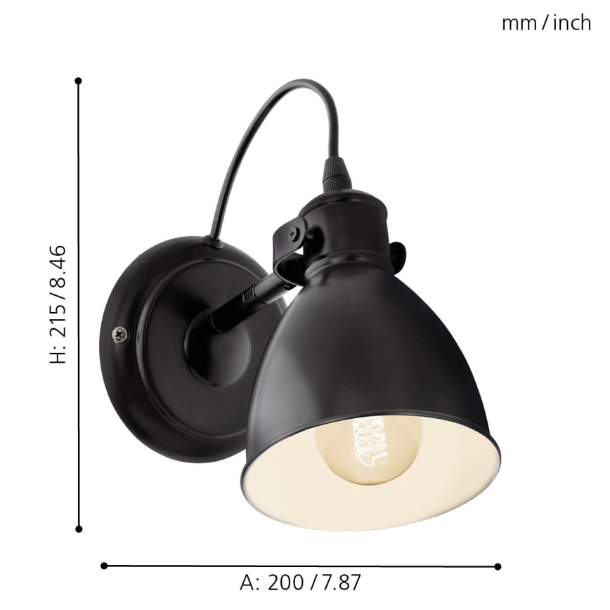 Eglo 49468 - Seinävalaisin PRIDDY 1xE27/40W/230V