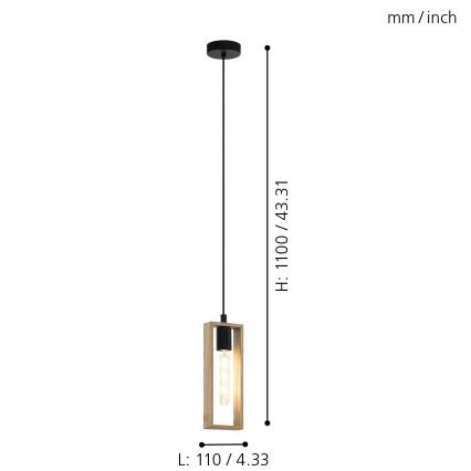 Eglo 49473 - Kattokruunu narulla LITTLETON 1xE27/60W/230V