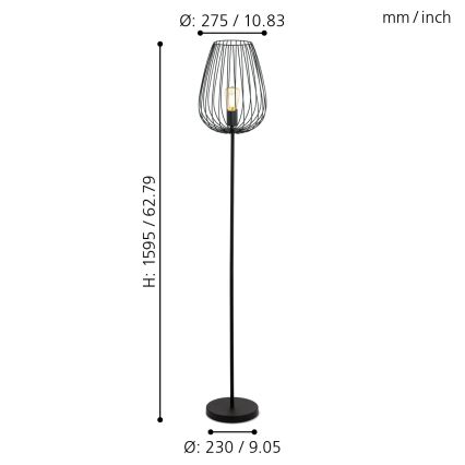 Eglo 49474 - Lattialamppu NEWTOWN 1xE27/60W/230V