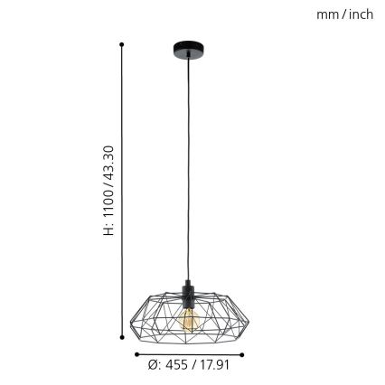 Eglo 49487 - Kattokruunu CARLTON 2 1xE27/60W/230V