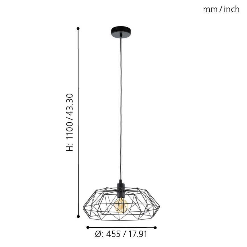 Eglo 49487 - Kattokruunu CARLTON 2 1xE27/60W/230V