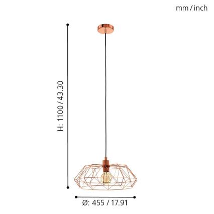 Eglo 49488 - Kattokruunu CARLTON 2 1xE27/60W/230V