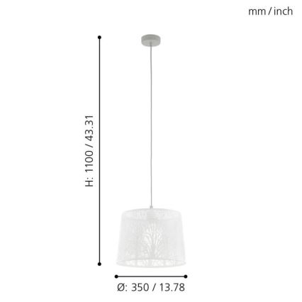Eglo 49489 - Kattokruunu narulla HAMBLETON 1xE27/60W/230V