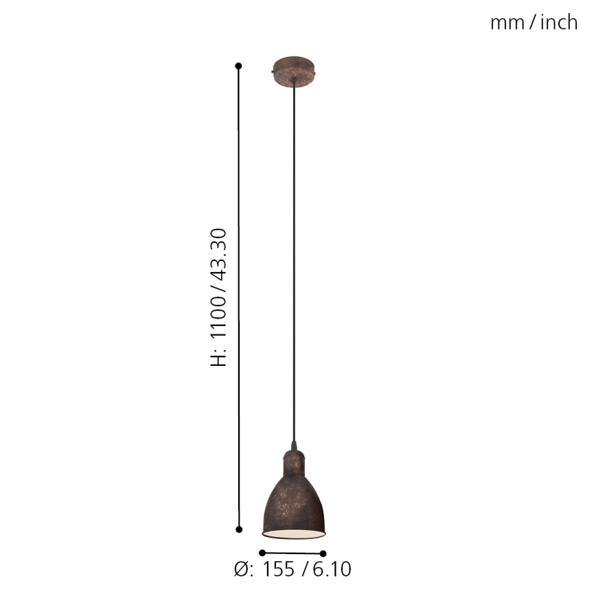 Eglo 49492 - Kattokruunu PRIDDY 1 1xE27/60W/230V