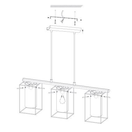 Eglo 49496 - Kattokruunu LONCINO 3xE27/60W/230V