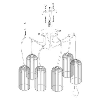 Eglo 49643 - Kattokruunu narulla ROCCAMENA 6xE27/60W/230V
