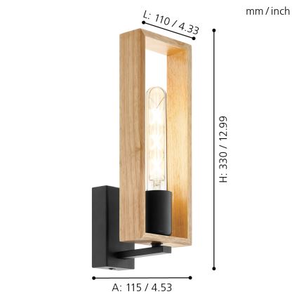 Eglo 49698 - Seinävalaisin LITTLETON 1xE27/60W/230V