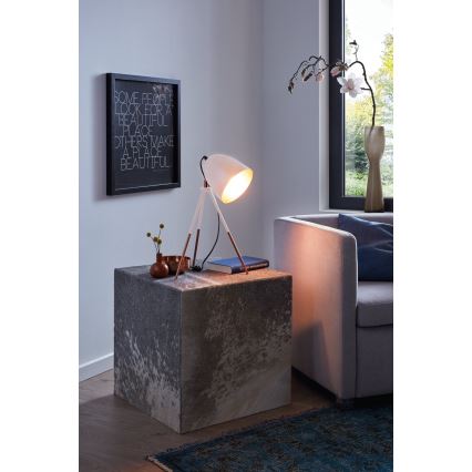 Eglo 49727 - Pöytävalaisin CHESTER 1xE27/60W/230V valkoinen/kupari