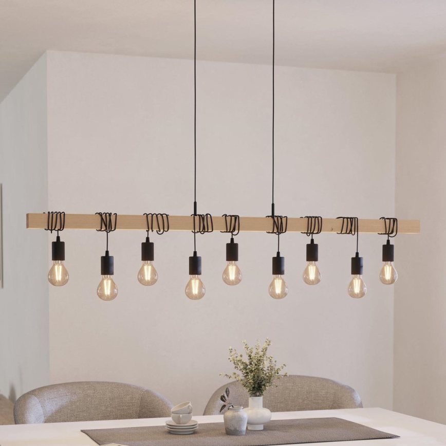 Eglo 49744 - Kattokruunu narulla TOWNSHEND 9xE27/60W/230V