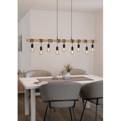 Eglo 49744 - Kattokruunu narulla TOWNSHEND 9xE27/60W/230V
