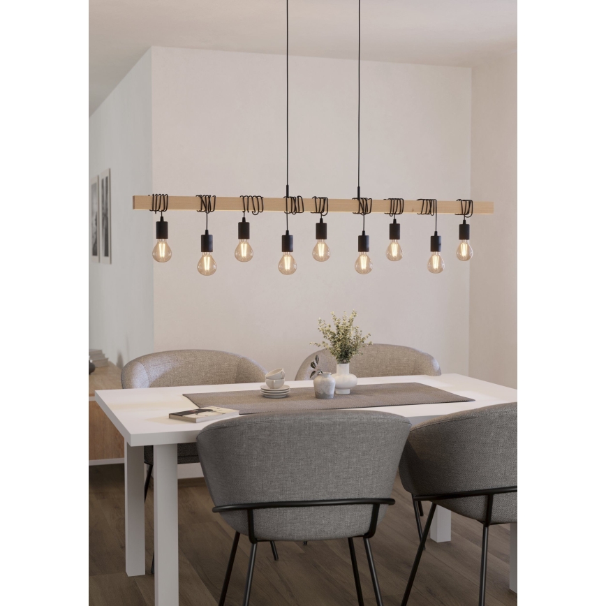 Eglo 49744 - Kattokruunu narulla TOWNSHEND 9xE27/60W/230V