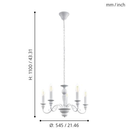 Eglo 49851 - Kattokruunu CAPOSILE 5xE14/40W/230V
