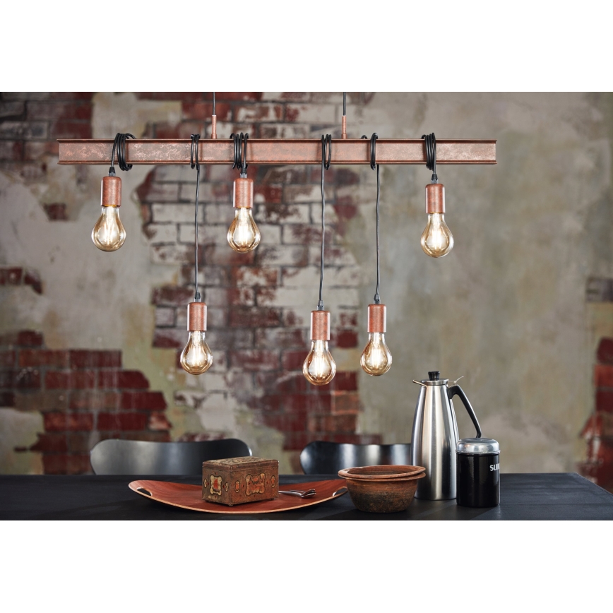 Eglo 49859 - Kattokruunu narulla TOWNSHEND 4 TOWNSHEND 6xE27/60W/230V