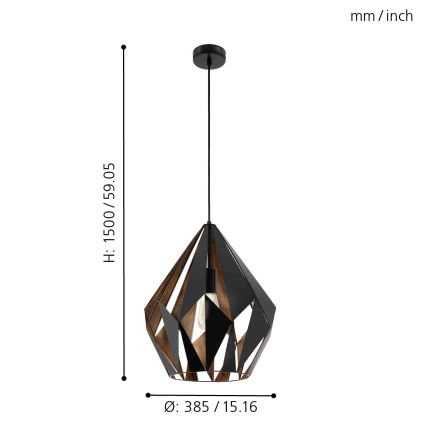 Eglo 49878 - Riippuvalaisin CARLTON 1 1xE27/60W/230V