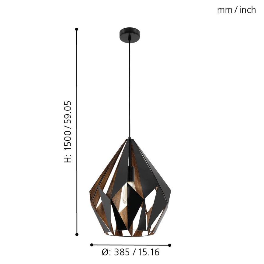 Eglo 49878 - Riippuvalaisin CARLTON 1 1xE27/60W/230V
