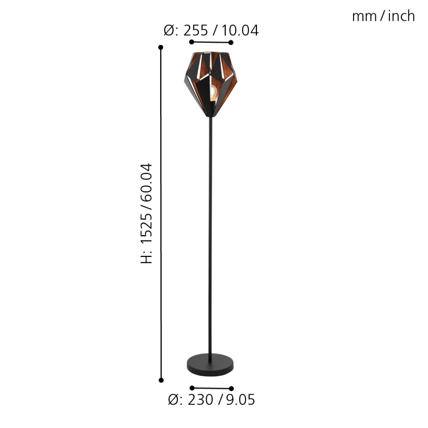 Eglo 49994 - Lattialamppu CARLTON 1 1xE27/60W/230V